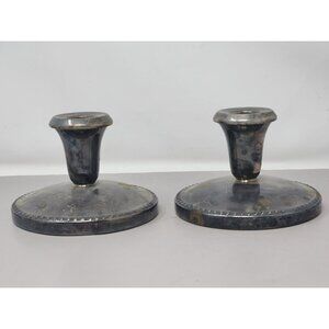 Pair Of Sheffield Silver‎ Co. EPC Candle Holders Vintage Tarnished
